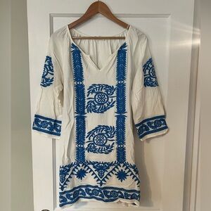 Solitaire blue and white swim coverup